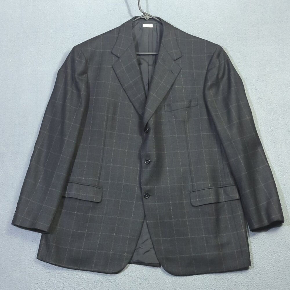 Brioni Blazer Men's 46R (estimated") Black Wool Windowpane Nomentano - Picture 2 of 15